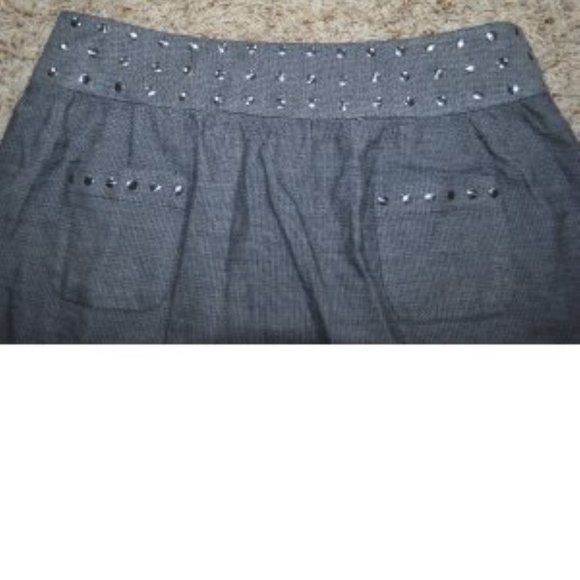 Womens Candies Britney Spears Skirt Gray 5 Ponte Studded Lined Zip Side Mini - Picture 3 of 4